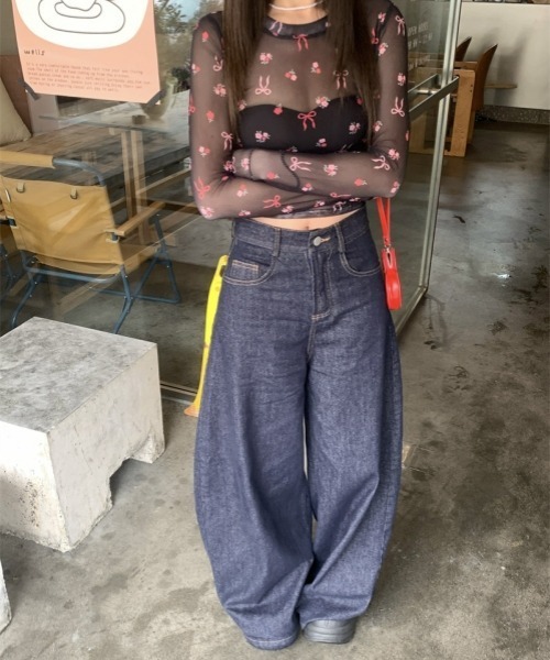 【MEER.】2023AW トップス 長袖 短丈 Y2K リボンデザイン m60382877338_1.jpg?1722599584