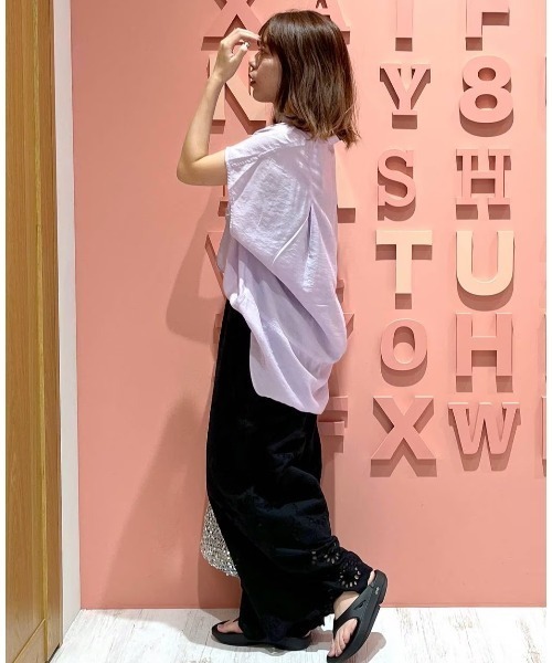 BAYFLOW（ベイフロー）の「[セットアップ可能]チェックシアーイージーパンツ（その他パンツ・レディース・ブラック/グレー・FREE）」の4枚目の写真