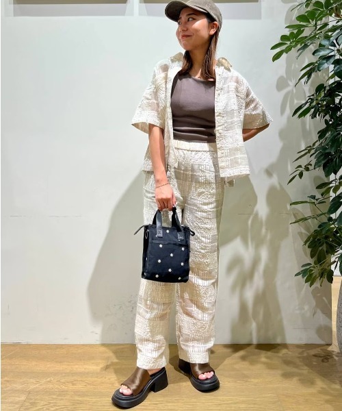 BAYFLOW（ベイフロー）の「[セットアップ可能]チェックシアーイージーパンツ（その他パンツ・レディース・ブラック/グレー・FREE）」の9枚目の写真