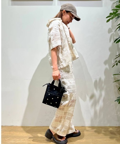 BAYFLOW（ベイフロー）の「[セットアップ可能]チェックシアーイージーパンツ（その他パンツ・レディース・ブラック/グレー・FREE）」の10枚目の写真