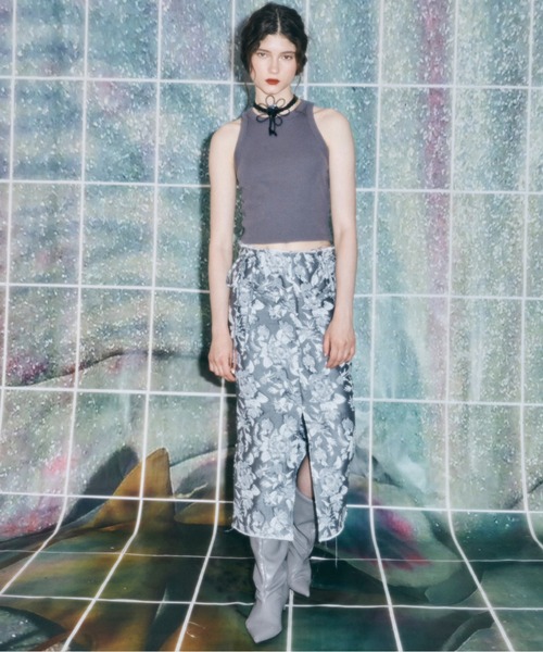 musubore シャーリングリボンスカート 新品 フリーサイズ musubore シャーリングリボンスカート