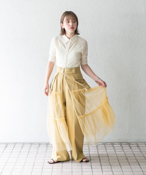KBF(ケイビーエフ)の「チノタックWIDEパンツ(その他パンツ・レディース・チャコールグレー/ベージュ・36/38)」の10枚目の写真