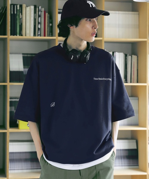 Bleme（ブレム）の「刺繍ロゴ リラクシー スウェットTシャツ （ドローコード付き）（Tシャツ/カットソー・メンズ・グレー/ネイビー/レッド・L/M/S/XL）」の3枚目の写真