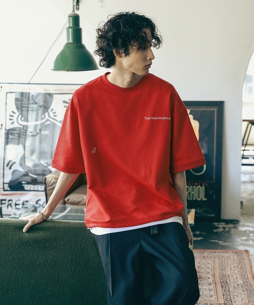 Bleme（ブレム）の「刺繍ロゴ リラクシー スウェットTシャツ （ドローコード付き）（Tシャツ/カットソー・メンズ・グレー/ネイビー/レッド・L/M/S/XL）」の4枚目の写真