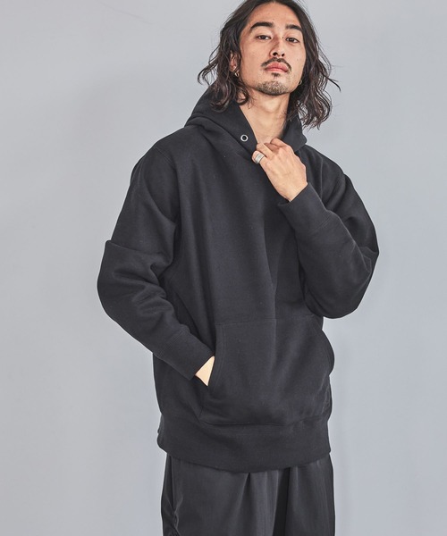 HEREIAM（ヘレイアム）の「【HEREIAM】ユニセックス/ワッペンロゴ裏起毛フーディー（パーカー・レディース・モスグリーン/ブラック/ヘザーグレー/バイオレット・MEDIUM/LARGE）」の19枚目の写真