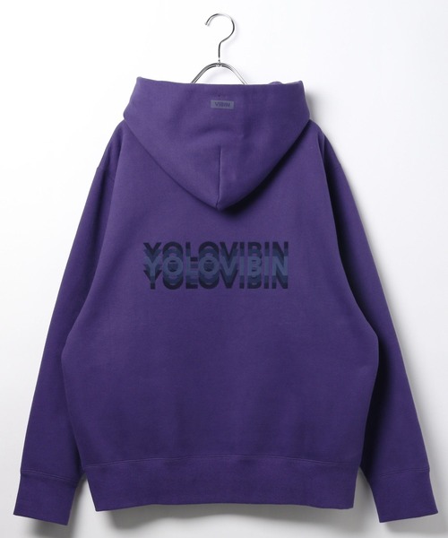 【RIJOUME】ロゴ入りフーディー パープル セール】【HEREIAM】ユニセックス/ワッペンロゴ裏起毛フーディー