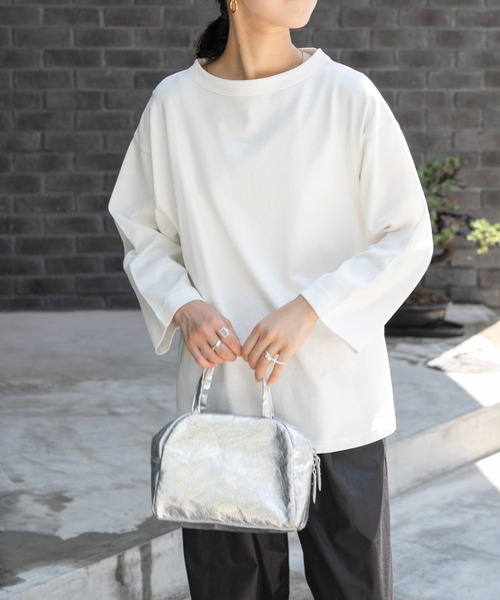 FORK&SPOON（フォークアンドスプーン）の「FORK&SPOON　ボトルネック8分袖Tシャツ（Tシャツ/カットソー・レディース・ブラック/ホワイト系その他/オフホワイト・1）」の4枚目の写真