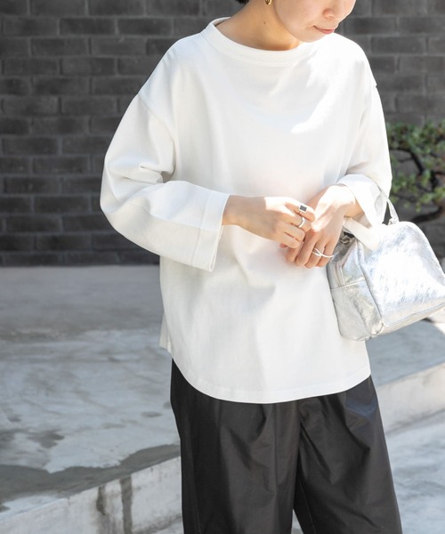 FORK&SPOON（フォークアンドスプーン）の「FORK&SPOON　ボトルネック8分袖Tシャツ（Tシャツ/カットソー・レディース・ブラック/ホワイト系その他/オフホワイト・1）」の5枚目の写真