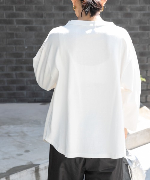 FORK&SPOON（フォークアンドスプーン）の「FORK&SPOON　ボトルネック8分袖Tシャツ（Tシャツ/カットソー・レディース・ブラック/ホワイト系その他/オフホワイト・1）」の7枚目の写真