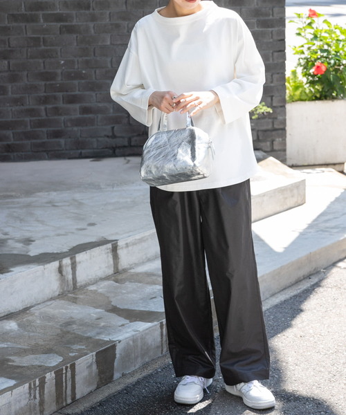 FORK&SPOON（フォークアンドスプーン）の「FORK&SPOON　ボトルネック8分袖Tシャツ（Tシャツ/カットソー・レディース・ブラック/ホワイト系その他/オフホワイト・1）」の9枚目の写真