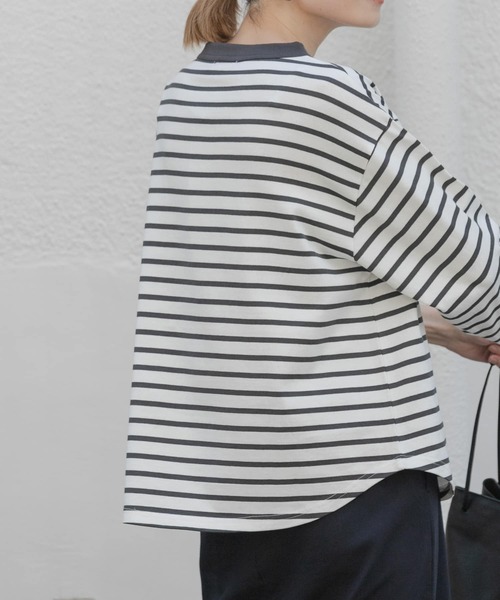 FORK&SPOON（フォークアンドスプーン）の「FORK&SPOON　ボトルネック8分袖Tシャツ（Tシャツ/カットソー・レディース・ブラック/ホワイト系その他/オフホワイト・1）」の19枚目の写真