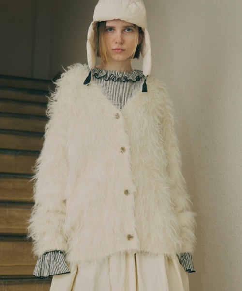 Libra Cue（リブラ キュー）の「シャギーニットオーバーカーディガン（カーディガン/ボレロ・レディース・アイボリー/ピンク/ブラウン・FREE）」の8枚目の写真