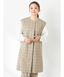 yori ジレ　チェック　ブラウン yori ウールチェックジレの通販 by みみ's shop｜ラクマ