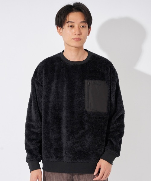 FILA(フィラ)の「ボア クルースウエット トレーナー(スウェット・メンズ・カーキ/ブラック/ネイビー/ベージュ・X-LARGE/MEDIUM/LARGE)」の8枚目の写真