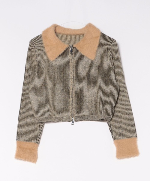 AsRiRe（アスリレイ）の「新色追加/ダブルジップ配色ニット（ニット/セーター・レディース・ピンク/ブラウン/グレー/アイボリー/オートミール/ブラック・M）」の7枚目の写真