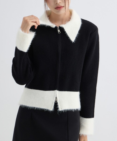 セール】新色追加/ダブルジップ配色ニット（ニット/セーター）｜AsRiRe