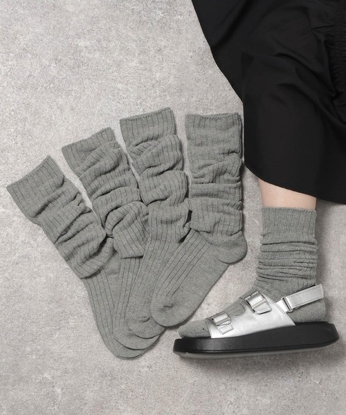 LAKOLE(ラコレ)の「【5足セット】ロングルーズソックス / 226099(ソックス/靴下・レディース・ブラック/ライトグレー/オフホワイト・FREE)」の6枚目の写真