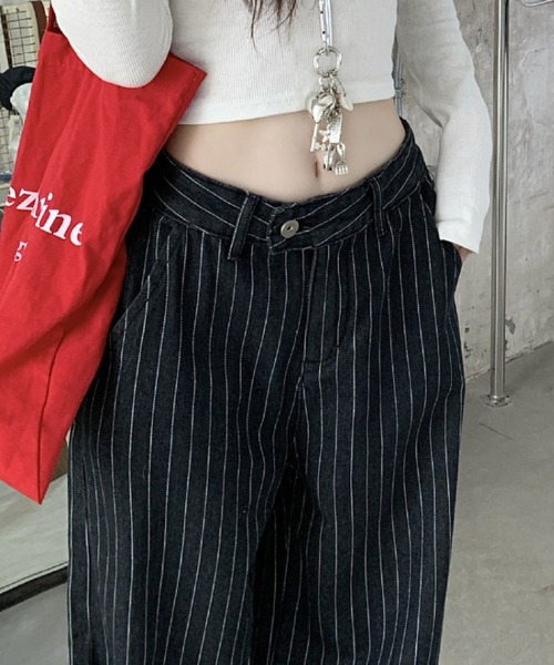 Mela（メラ）の「STRIPE WIDE DENIM（デニムパンツ・レディース・ブルー/ブラック・S/L/M）」の15枚目の写真