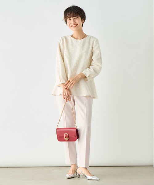 セール】ドットカットジャガードペプラムブラウス（シャツ/ブラウス