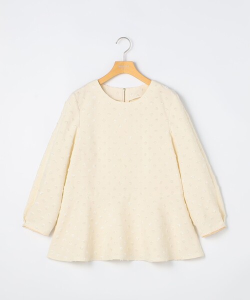 セール】ドットカットジャガードペプラムブラウス（シャツ/ブラウス