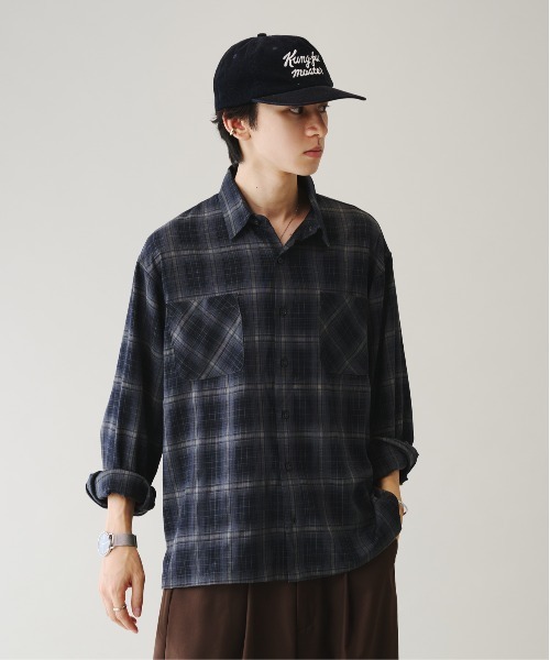 Adoon plain（アドーンプレーン）の「PISS NAME CHECK LONG SHIRT ／ピスネームチェックロングシャツ（シャツ/ブラウス・メンズ・ブラック系/ブラウン系・MEDIUM/LARGE）」の13枚目の写真