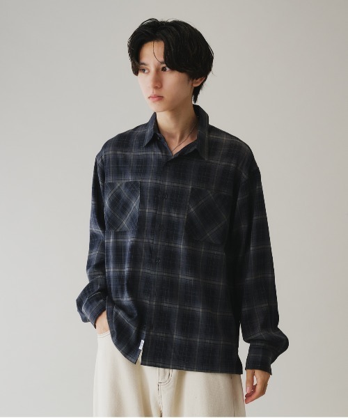 Adoon plain（アドーンプレーン）の「PISS NAME CHECK LONG SHIRT ／ピスネームチェックロングシャツ（シャツ/ブラウス・メンズ・ブラック系/ブラウン系・MEDIUM/LARGE）」の19枚目の写真