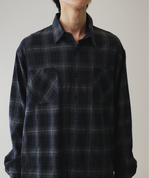 Adoon plain（アドーンプレーン）の「PISS NAME CHECK LONG SHIRT ／ピスネームチェックロングシャツ（シャツ/ブラウス・メンズ・ブラック系/ブラウン系・MEDIUM/LARGE）」の9枚目の写真