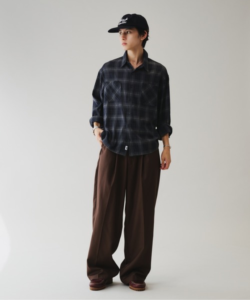 Adoon plain（アドーンプレーン）の「PISS NAME CHECK LONG SHIRT ／ピスネームチェックロングシャツ（シャツ/ブラウス・メンズ・ブラック系/ブラウン系・MEDIUM/LARGE）」の22枚目の写真