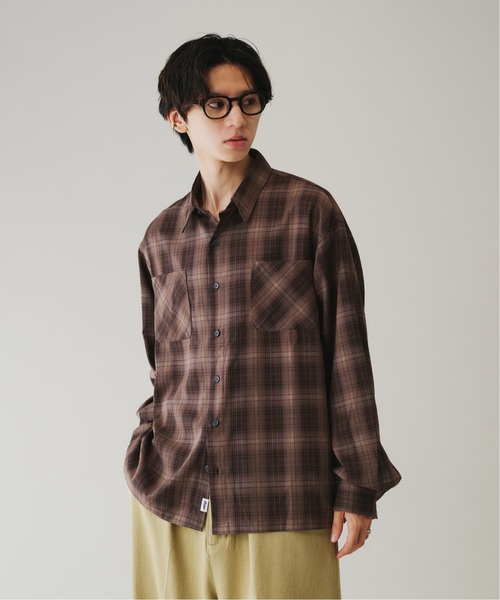 Adoon plain（アドーンプレーン）の「PISS NAME CHECK LONG SHIRT ／ピスネームチェックロングシャツ（シャツ/ブラウス・メンズ・ブラック系/ブラウン系・MEDIUM/LARGE）」の6枚目の写真