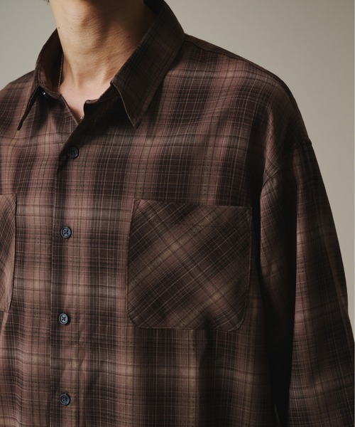 Adoon plain（アドーンプレーン）の「PISS NAME CHECK LONG SHIRT ／ピスネームチェックロングシャツ（シャツ/ブラウス・メンズ・ブラック系/ブラウン系・MEDIUM/LARGE）」の10枚目の写真