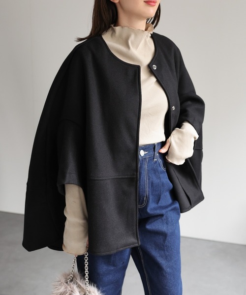 maison de Dolce. ケープコート ポンチョ ノーカラー ベルト