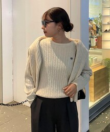 fredy emue | ウール混FR刺繍ケーブル柄ニットプルオーバー(ニット/セーター)