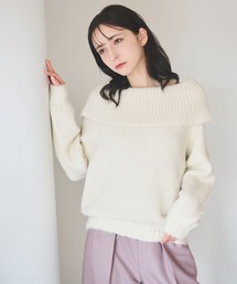 ざっくりオフショルニット