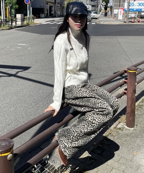 セール】メタルワンポイントハイネックニットジップアップ（ニット