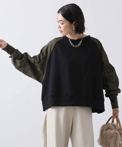 Gready Brilliant(グレディブリリアン)の「異素材配色ラグランカットソー(Tシャツ/カットソー・レディース・トップグレー/ブラック系・38)」の10枚目の写真