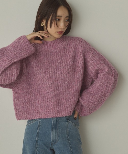 hunch（ハンチ）の「【WEB限定/別注】ジャガードショートニット（ニット/セーター・レディース・ブルー系その他/グレー系その他/ピンク系その他・FREE）」の3枚目の写真