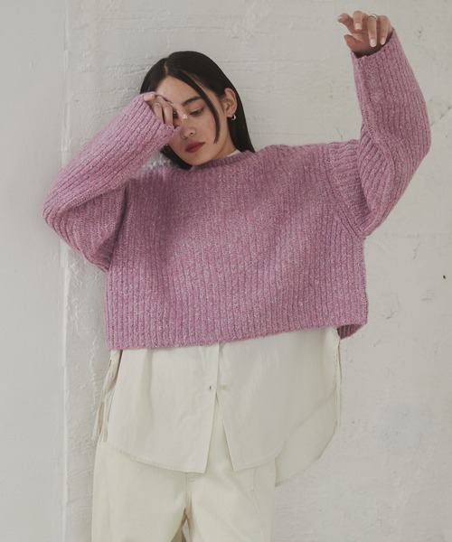 hunch（ハンチ）の「【WEB限定/別注】ジャガードショートニット（ニット/セーター・レディース・ブルー系その他/グレー系その他/ピンク系その他・FREE）」の10枚目の写真