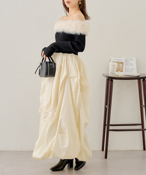 Chico（チコ）の「【SALON by Chico】ファー付きバルーンスカート