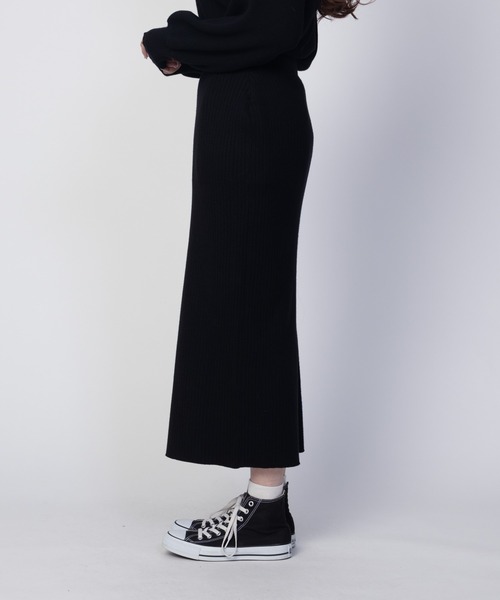 HusHusH（ハッシュアッシュ）の「HusHusH リブナロースカート（スカート・レディース・チャコールグレー/ブラック・M/L）」の5枚目の写真