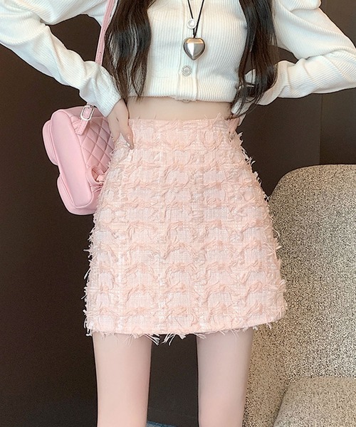 frunco（フランコ）の「フリンジ台形ミニスカート（スカート・レディース・ブラック/ホワイト/ピンク・MEDIUM）」の3枚目の写真