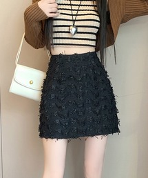 フリンジ台形ミニスカート