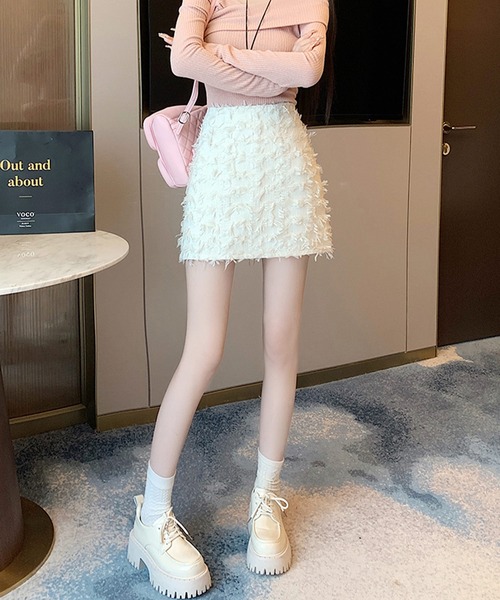 frunco（フランコ）の「フリンジ台形ミニスカート（スカート・レディース・ブラック/ホワイト/ピンク・MEDIUM）」の8枚目の写真