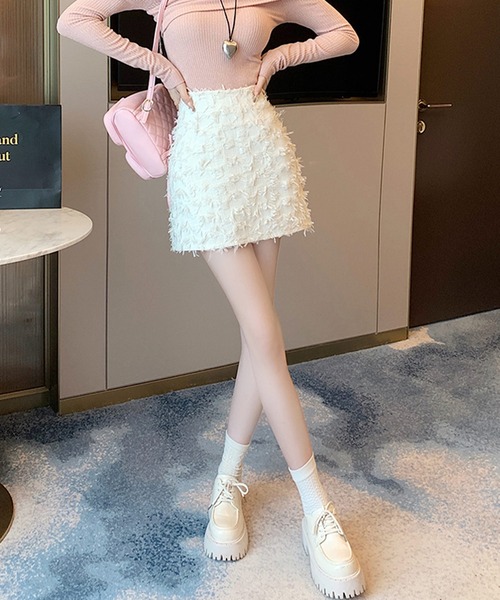 frunco（フランコ）の「フリンジ台形ミニスカート（スカート・レディース・ブラック/ホワイト/ピンク・MEDIUM）」の9枚目の写真