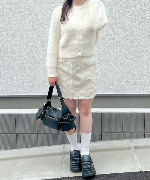 frunco（フランコ）の「フリンジ台形ミニスカート（スカート・レディース・ブラック/ホワイト/ピンク・MEDIUM）」の19枚目の写真