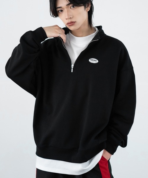 SIDEWAY STANCE(サイドウェイスタンス)の「【SIDEWAY STANCE】刺しゅう スウェット ハーフジップトレーナー(スウェット・メンズ・ブラック/ライトグレー系1/ネイビー系/ネイビー系1/ブラック系1/ライトグレー系/ライトグレー/ブラック系/ネイビー・LARGE/MEDIUM/SMALL/X-LARGE)」の3枚目の写真