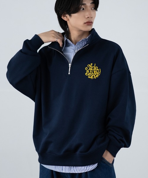 SIDEWAY STANCE(サイドウェイスタンス)の「【SIDEWAY STANCE】刺しゅう スウェット ハーフジップトレーナー(スウェット・メンズ・ブラック/ライトグレー系1/ネイビー系/ネイビー系1/ブラック系1/ライトグレー系/ライトグレー/ブラック系/ネイビー・LARGE/MEDIUM/SMALL/X-LARGE)」の9枚目の写真