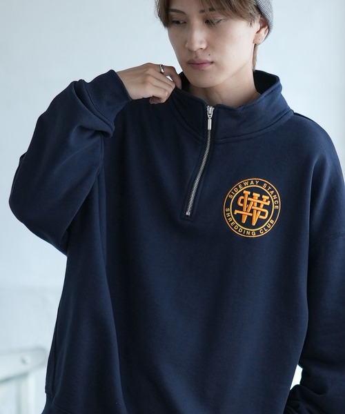 SIDEWAY STANCE(サイドウェイスタンス)の「【SIDEWAY STANCE】刺しゅう スウェット ハーフジップトレーナー(スウェット・メンズ・ブラック/ライトグレー系1/ネイビー系/ネイビー系1/ブラック系1/ライトグレー系/ライトグレー/ブラック系/ネイビー・LARGE/MEDIUM/SMALL/X-LARGE)」の7枚目の写真