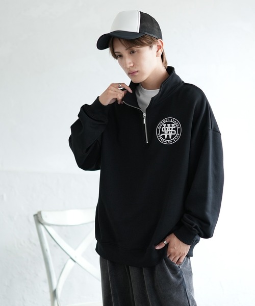 SIDEWAY STANCE(サイドウェイスタンス)の「【SIDEWAY STANCE】刺しゅう スウェット ハーフジップトレーナー(スウェット・メンズ・ブラック/ライトグレー系1/ネイビー系/ネイビー系1/ブラック系1/ライトグレー系/ライトグレー/ブラック系/ネイビー・LARGE/MEDIUM/SMALL/X-LARGE)」の10枚目の写真