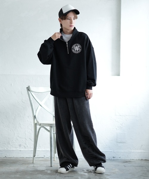 SIDEWAY STANCE(サイドウェイスタンス)の「【SIDEWAY STANCE】刺しゅう スウェット ハーフジップトレーナー(スウェット・メンズ・ブラック/ライトグレー系1/ネイビー系/ネイビー系1/ブラック系1/ライトグレー系/ライトグレー/ブラック系/ネイビー・LARGE/MEDIUM/SMALL/X-LARGE)」の12枚目の写真