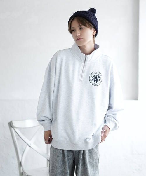 SIDEWAY STANCE(サイドウェイスタンス)の「【SIDEWAY STANCE】刺しゅう スウェット ハーフジップトレーナー(スウェット・メンズ・ブラック/ライトグレー系1/ネイビー系/ネイビー系1/ブラック系1/ライトグレー系/ライトグレー/ブラック系/ネイビー・LARGE/MEDIUM/SMALL/X-LARGE)」の13枚目の写真